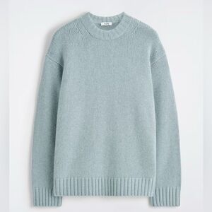 COS Chunky Pure Cashmere Crew Neck Sweater Light Blue Grey Seafoam XS